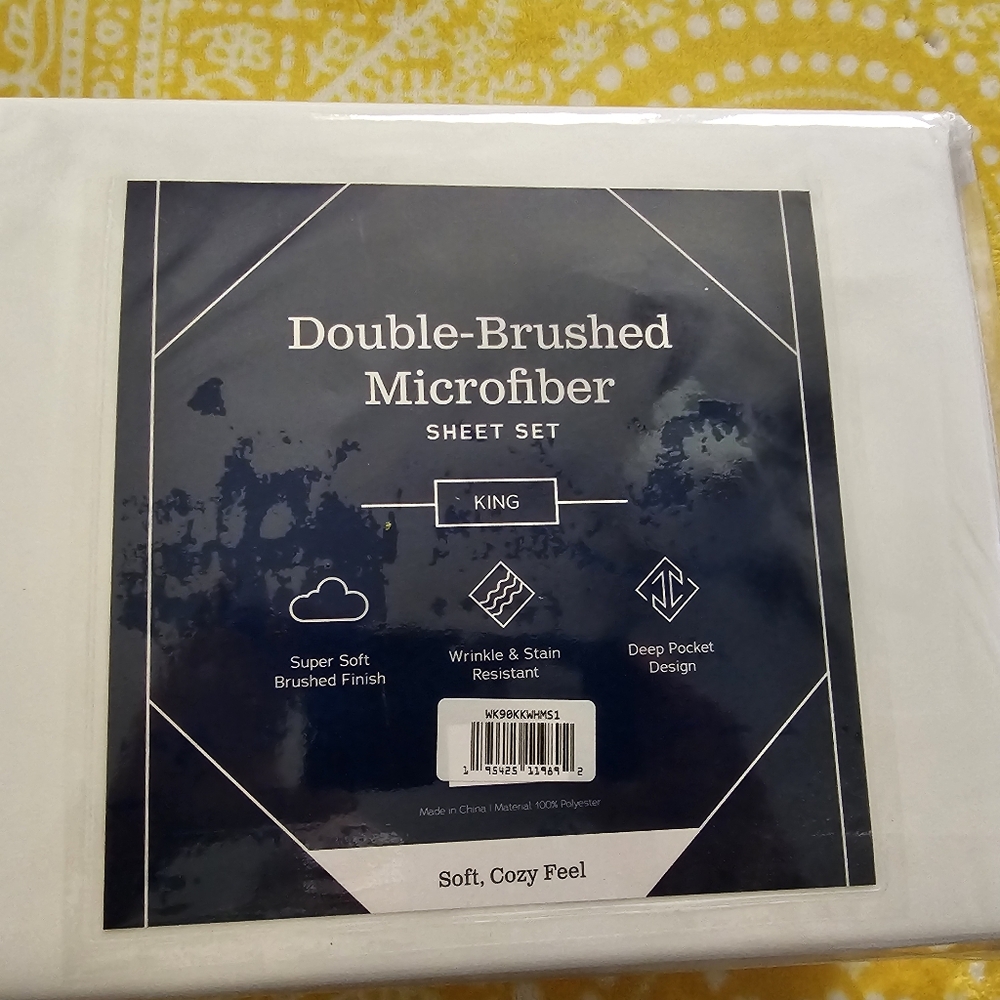 Double-Brushed Microfiber King Sheet Set - White